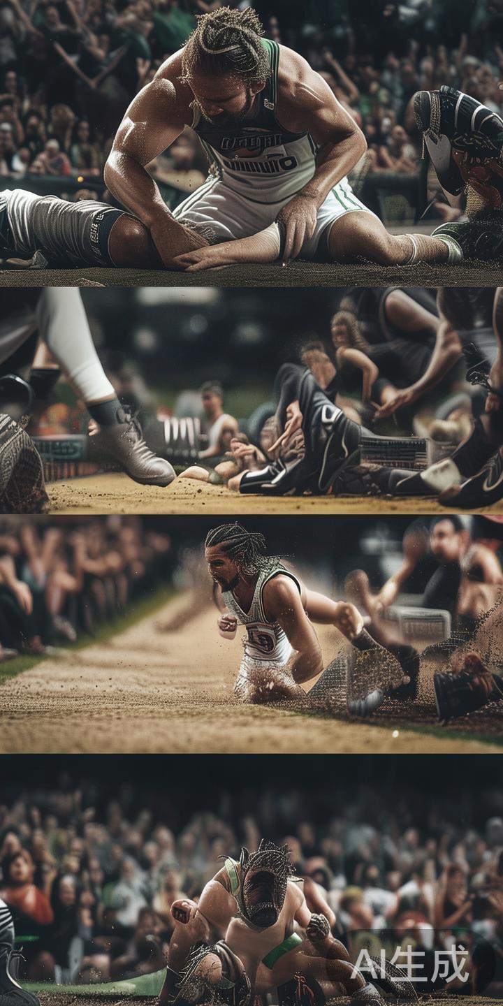 此外，体育比赛中的意外瞬间如摔倒、意外受伤或惊险反